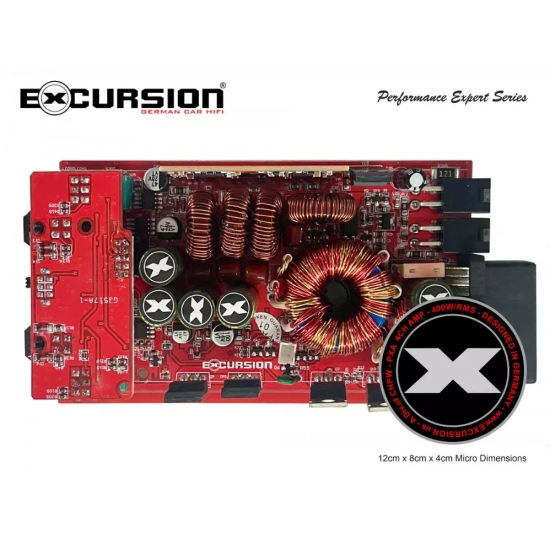 Excursion PXA-45 4-kanałowy mini wzmacniacz samochodowy do fabrycznych systemów audio - moc RMS: 4x80-100W / 2x200W, klasa FRD, wej. High/Low, Auto On